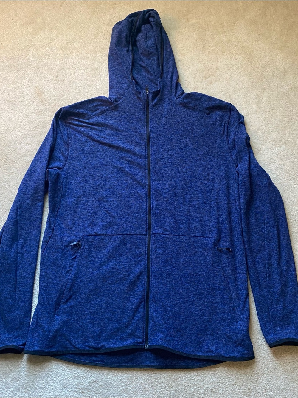 Lululemon Surge Warm Mens Heather Blue Full Zip Hoodie Performance Jacket XL